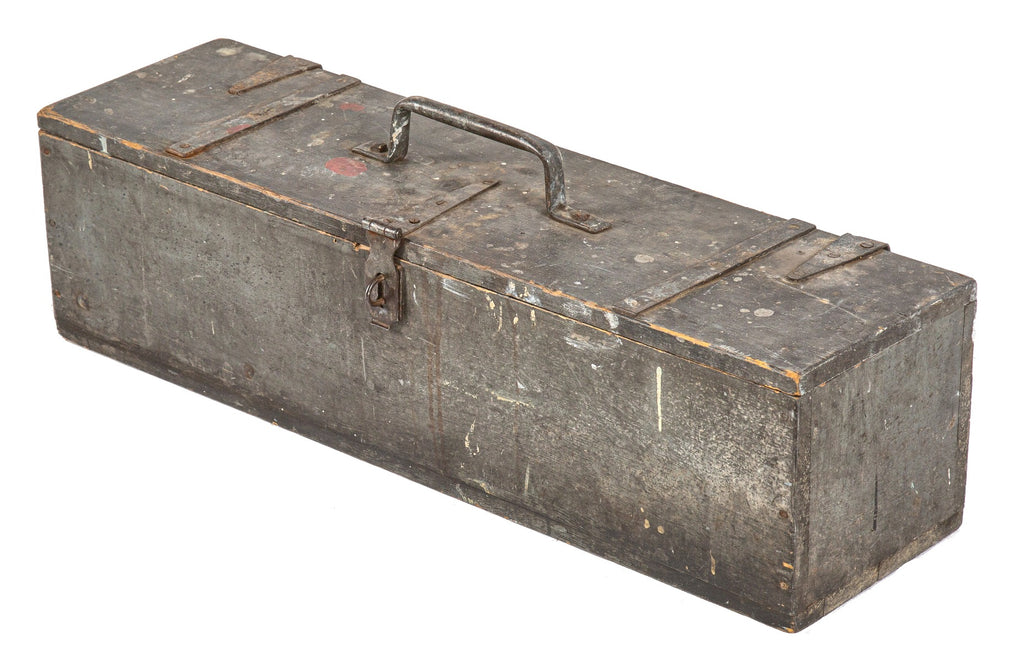 original early 20th century weathered and worn vintage american industrial pipefitters toolbox