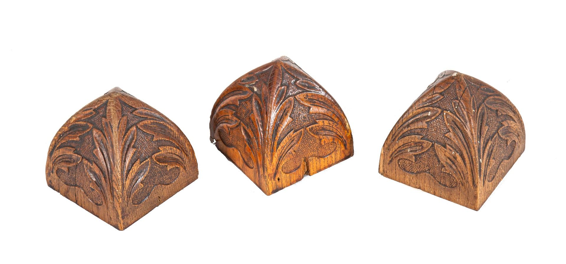 single all original late 19th or early 20th century antique american hand-carved salvaged chicago richardsonian romanesque style newel post finial or cap