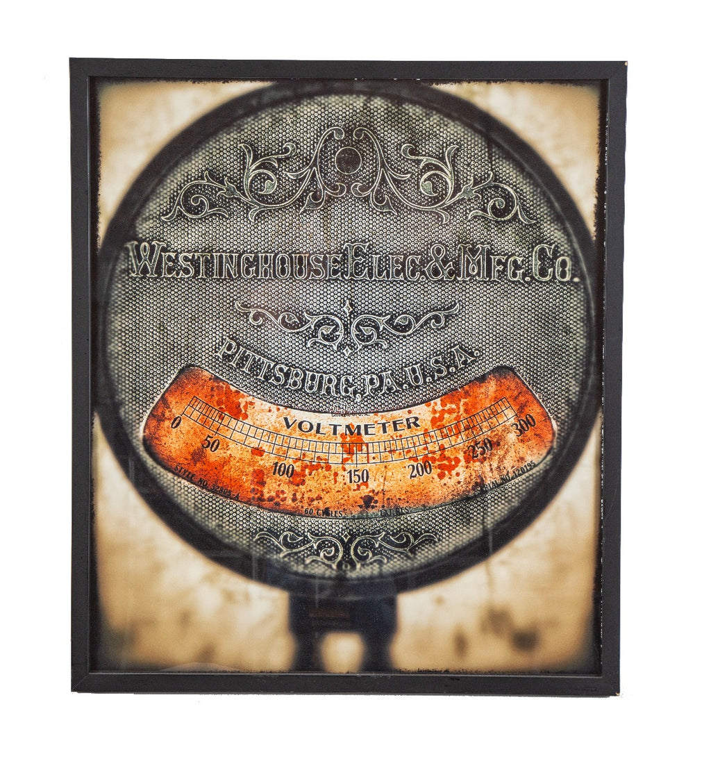 limited edition large format digital print entitled "voltmeter" with black enameled custom-built wood frame