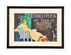 early 20th century framed and matted odin j. oyen hand-painted unsigned polychrome watercolor advertisement