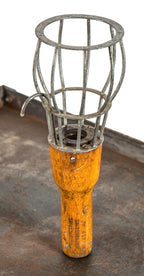 original early 20th century antique american industrial handheld mcgill turned wood and metal portable trouble light