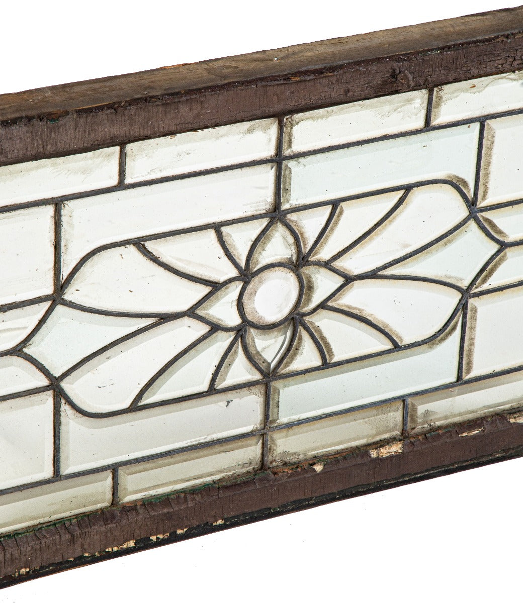 original all-beveled edge leaded glass interior residential salvaged chicago window with intact wood sash frame