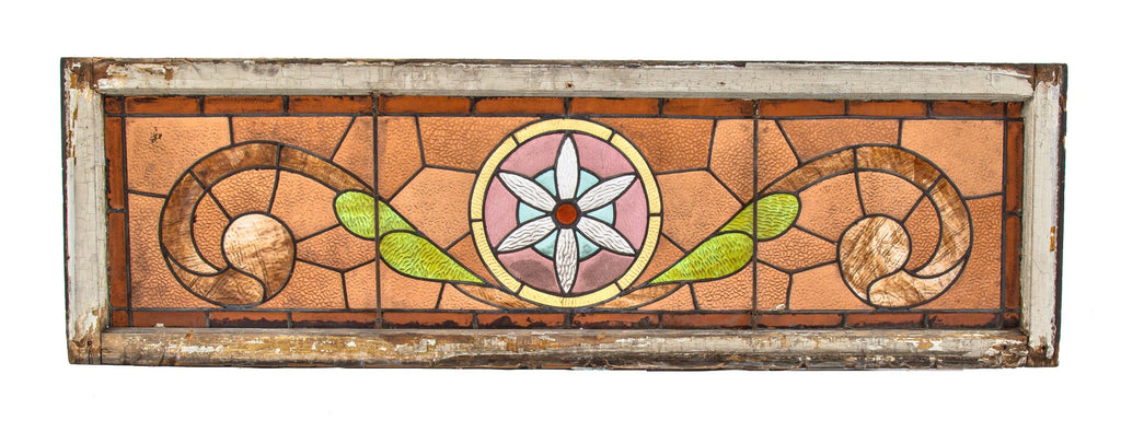 19th century richly colored and heavily ornamented salvaged chicago 1880s residential transom window
