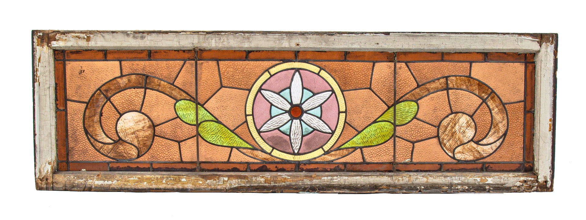 19th century richly colored and heavily ornamented salvaged chicago 1880s residential transom window