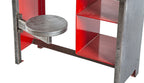 refinished all-welded joint american vintage industrial baltimore prison cell inmate's brushed steel desk with built-in compartments and heavy duty swing-out seat