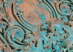 richly colored polychrome enameled "sullivanesque" style heavily ornamented terra cotta building cartouche