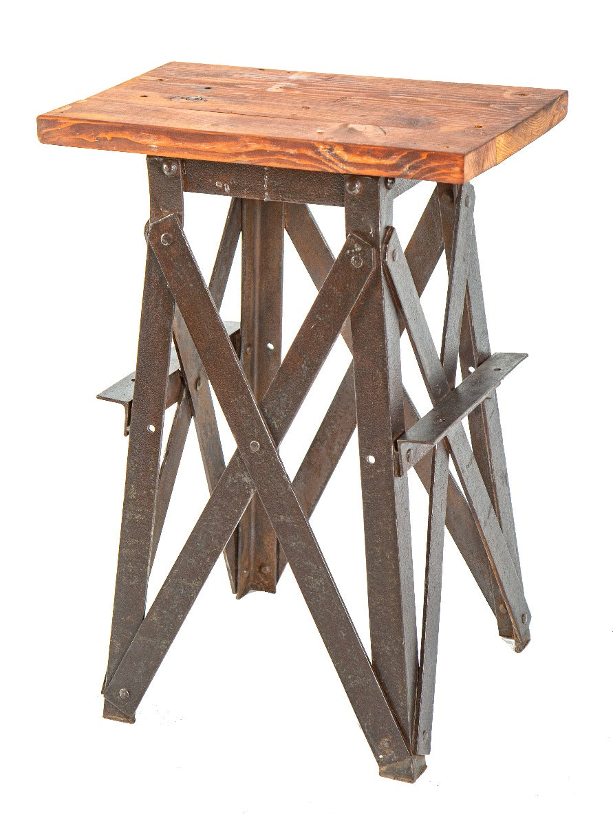 unusual heavy duty early 20th century american industrial chicago factory salvage machine shop stand with newly added wood top