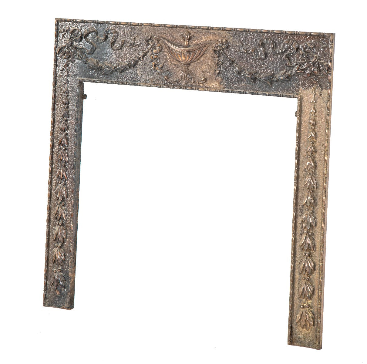 original hard to find oversized late 19th century ornamental cast iron interior residential fireplace surround