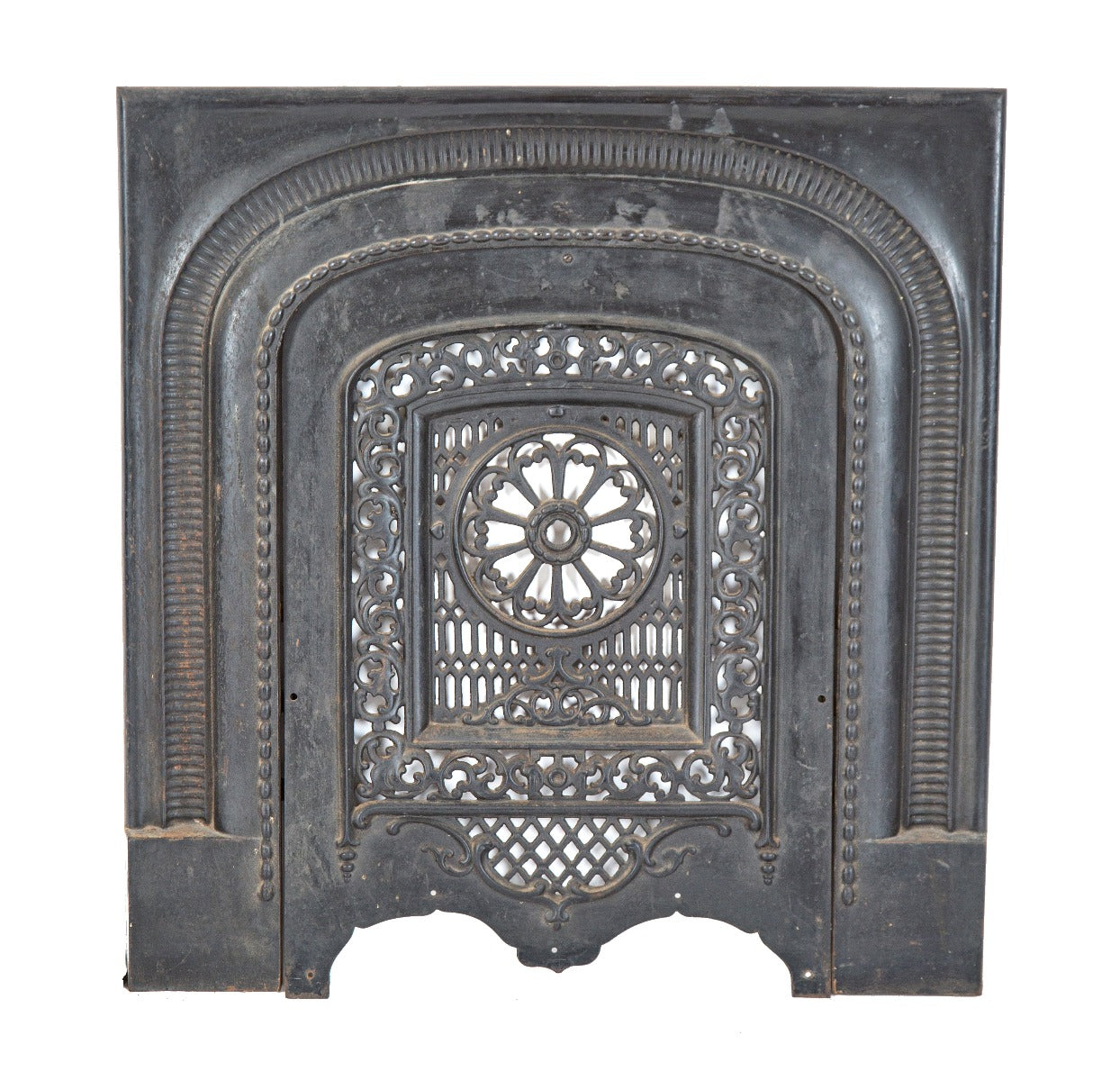 hard to find 1870's post-fire chicago italianate residence ornamental cast iron summer cover and matching surround
