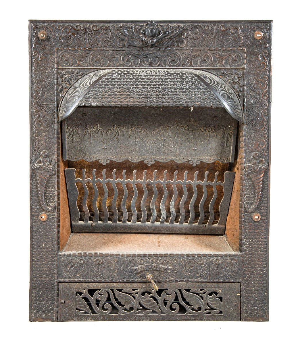 fully functional salvaged chicago antique american interior residential ornamental cast iron fireplace gas insert
