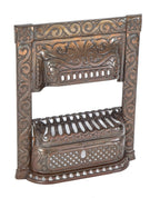 19th century original salvaged chicago ornamental cast iron residential fireplace surround with copper-plated finish