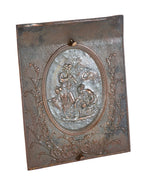 original seldom found 19th century ornamental cast iron w.l. & sons-designed ornamental cast iron scenic fireplace summer cover