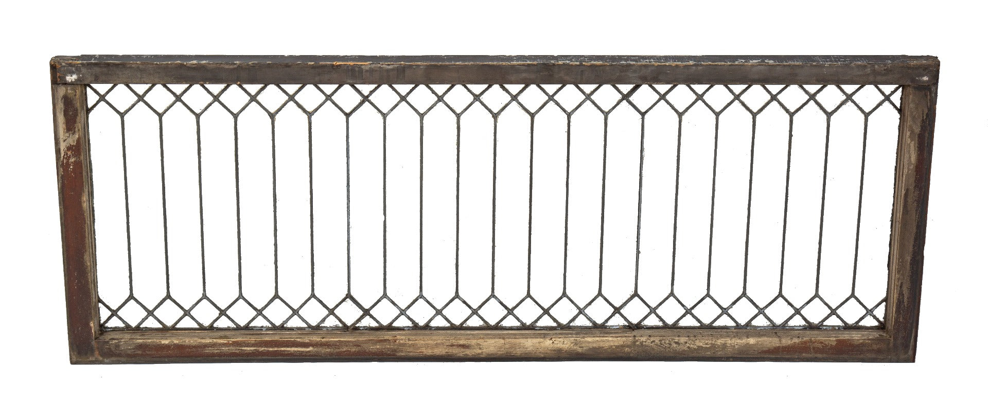 massive late 19th century late victorian-era "picket fence" leaded glass salvaged chicago residential transom window