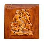 exceptionally hard to find original oversized american encaustic tile company presentation tile with burnt orange glaze