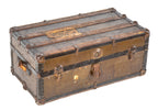 original nicely worn and weathered leighton oyen's personal travel steamer trunk with white stenciled name