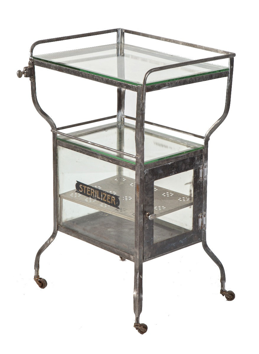 rare original early 20th century antique american medical frank betz-designed cold-rolled steel operating room sterilizer cabinet