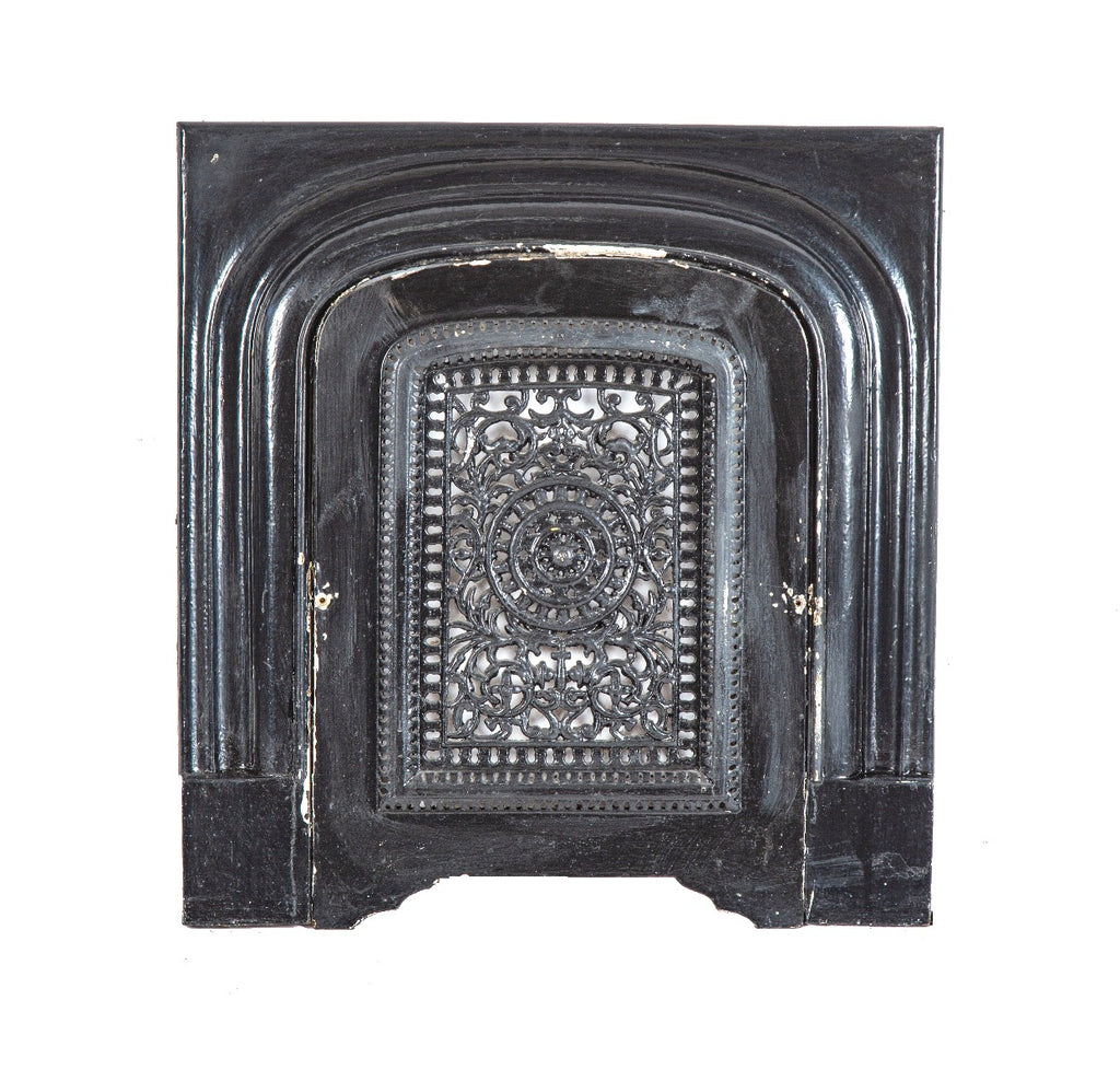 original and intact 1870's post-fire chicago italianate residence ornamental cast iron summer cover and matching surround