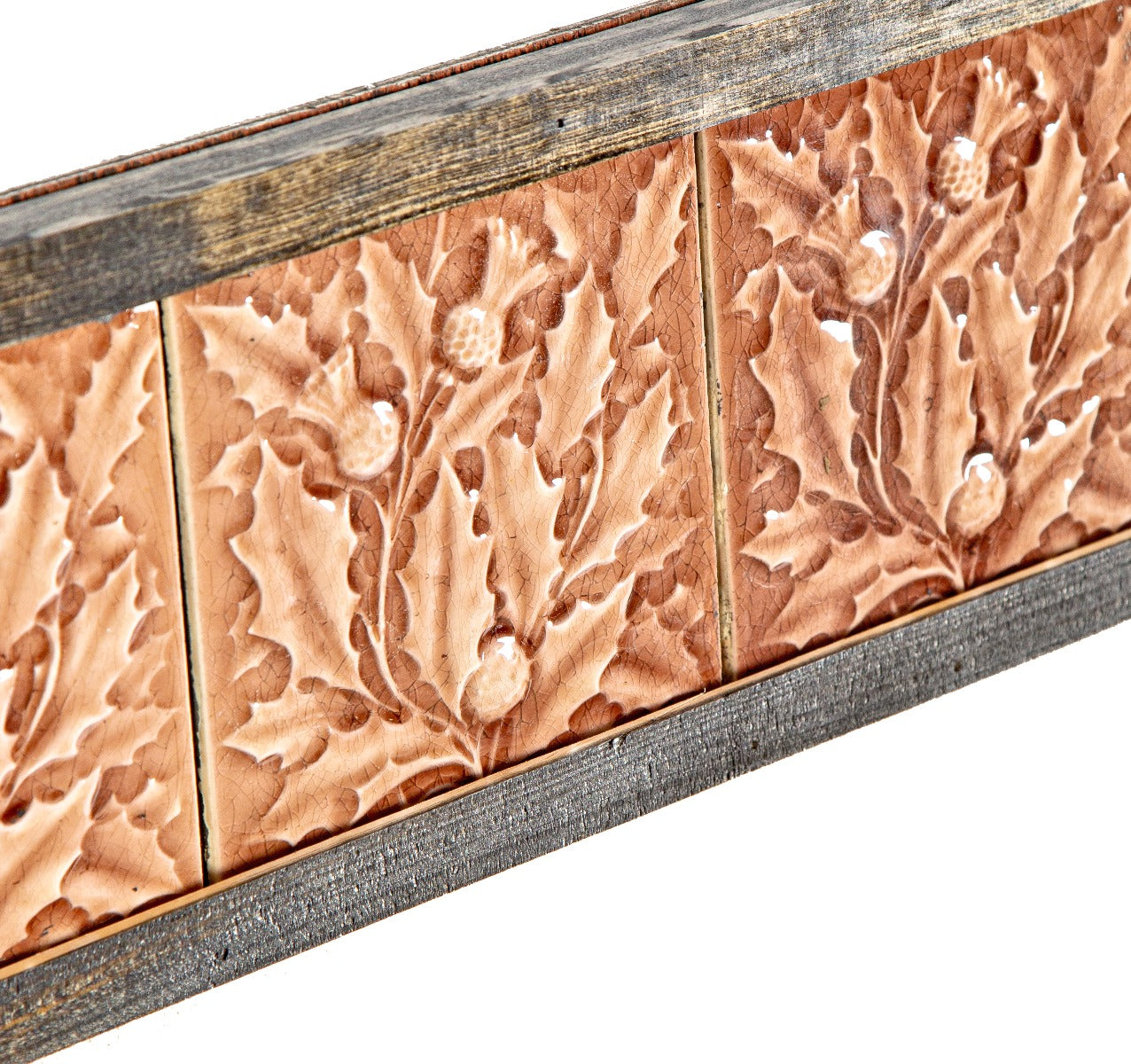 original 19th century salvaged chicago interior residential american victorian "thistle pattern" trent tile fireplace surround