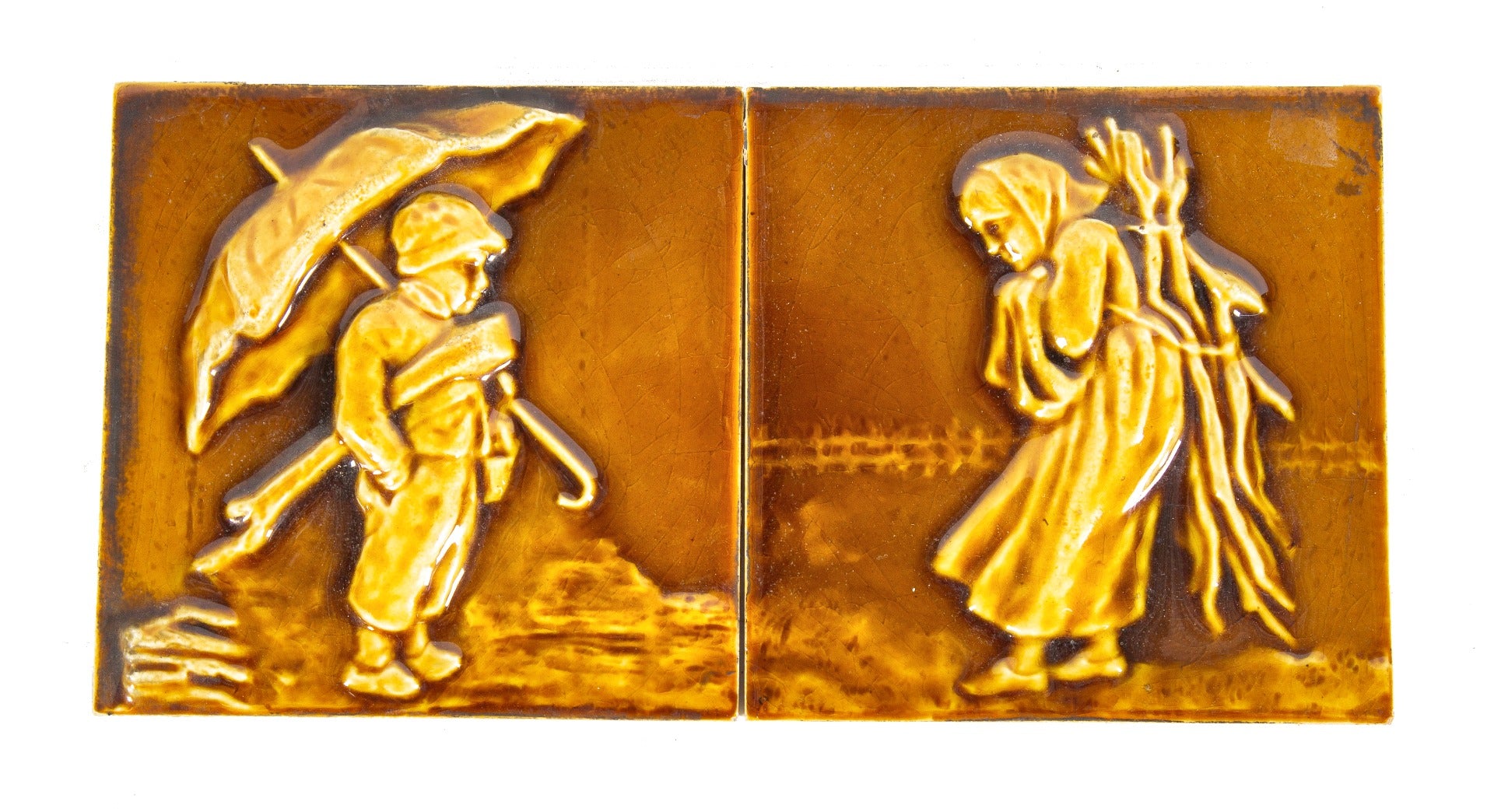 original uniquely designed 19th century american victorian era residential figural fireplace corner tiles