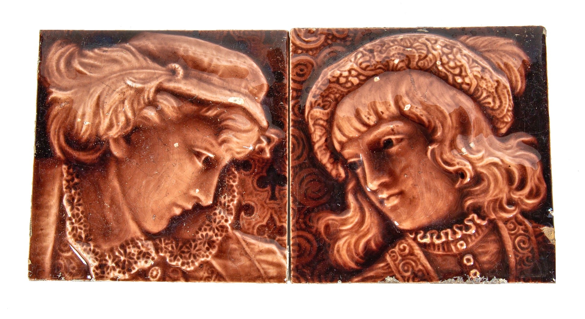 matching set of original isaac broome-designed salvaged new york city brownstone fireplace mantel tiles
