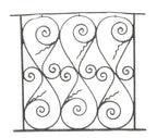 original victorian era salvaged chicago residential exterior ornamental wrought iron window guard with impressive scrollwork