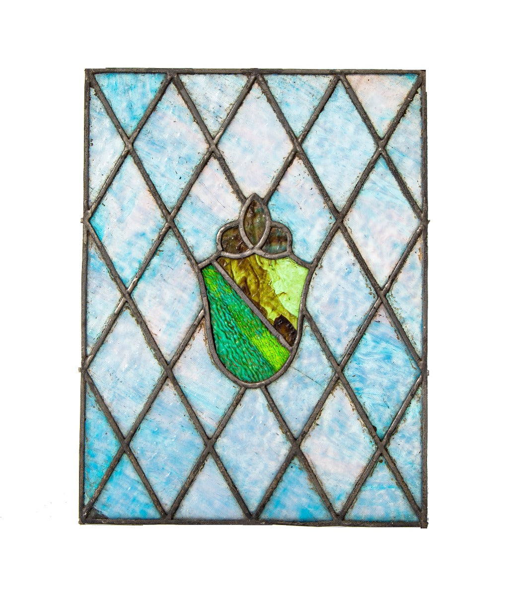 c. 1920s salvaged detroit residential tudor revival style variegated glass window with diamond pattern caming