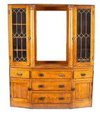 original dated 1914 antique american salvaged chicago solid oak wood late victorian era built-in cabinet