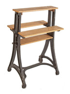 early 20th century american antique solid cast iron industrial commercial repurposed hotel garment washer stand with newly added oak wood display shelves