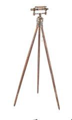 rare 19th century antique american engineer's cast brass transit surveyor instrument with original three-legged tripod
