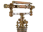 rare 19th century antique american engineer's cast brass transit surveyor instrument with original three-legged tripod