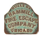 seldom found all original 1880's exterior chicago fire escape hammell building bronze plaque