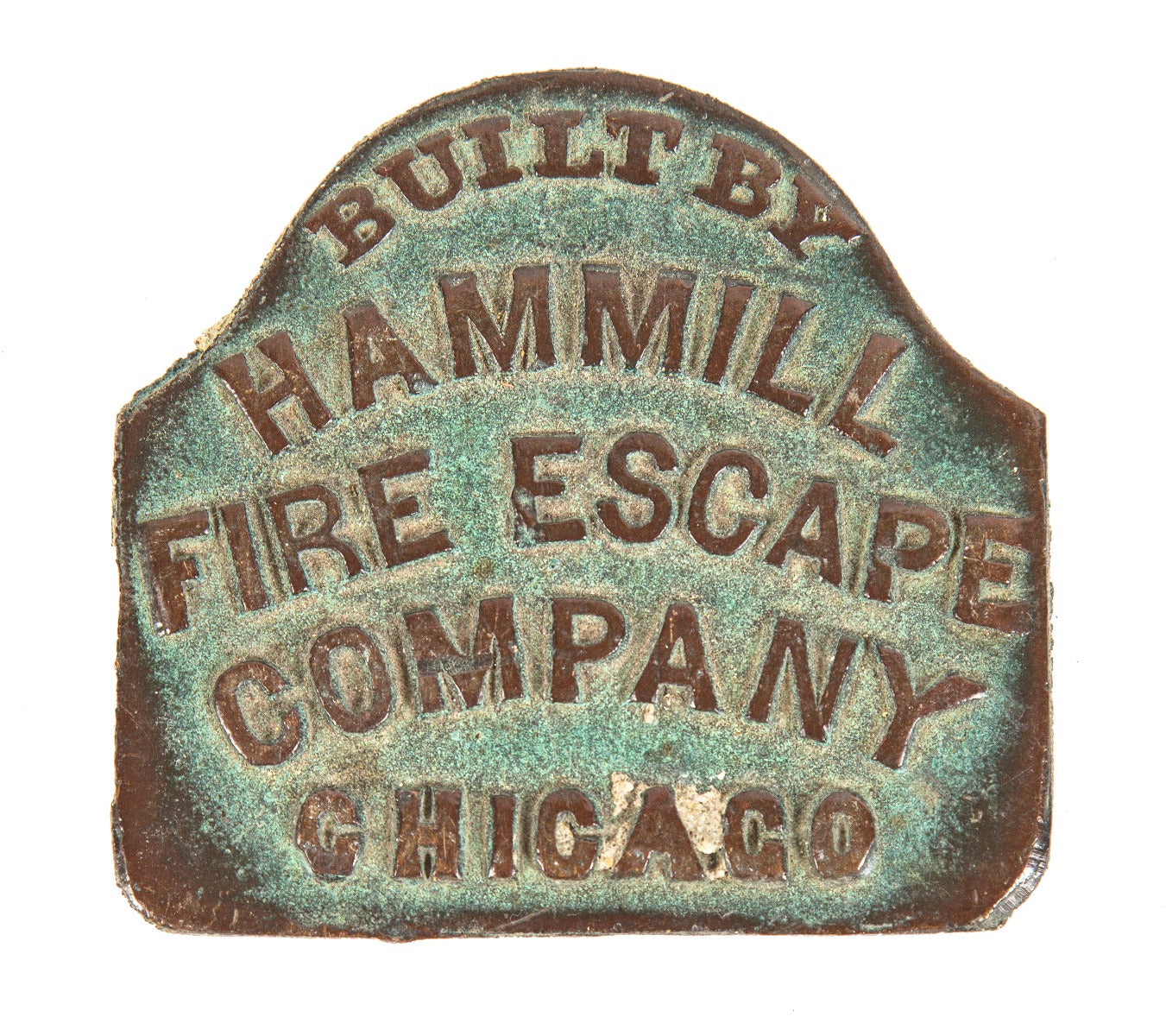 seldom found all original 1880's exterior chicago fire escape hammell building bronze plaque