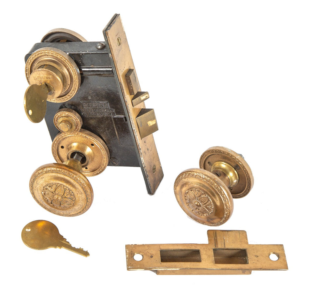 original historically important heavy cast bronze holabird and roche-designed palmer house guestroom door hardware
