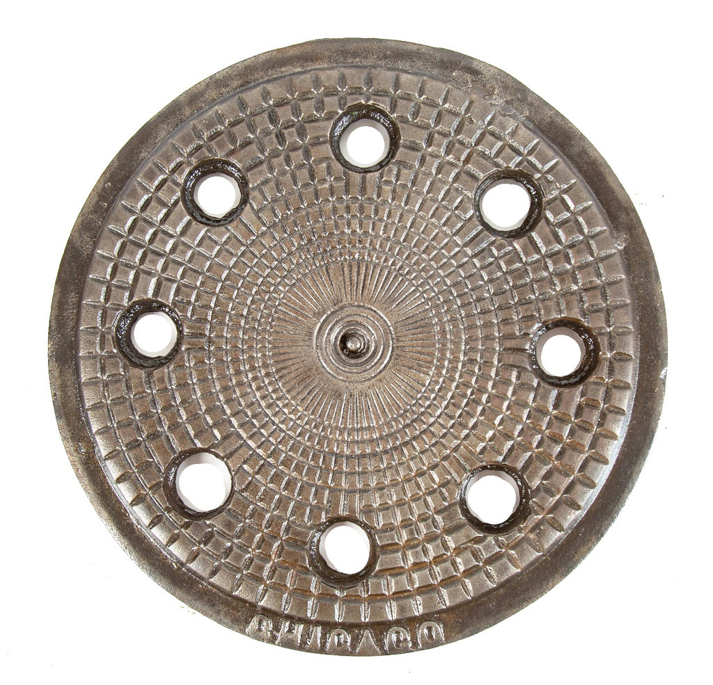 rare late 19th or early 20th century salvaged chicago ornamental cast iron coal chute with brushed metal finish