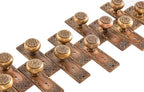 several matching salvaged chicago early 20th century cast brass "alexandria" pattern residential door hardware