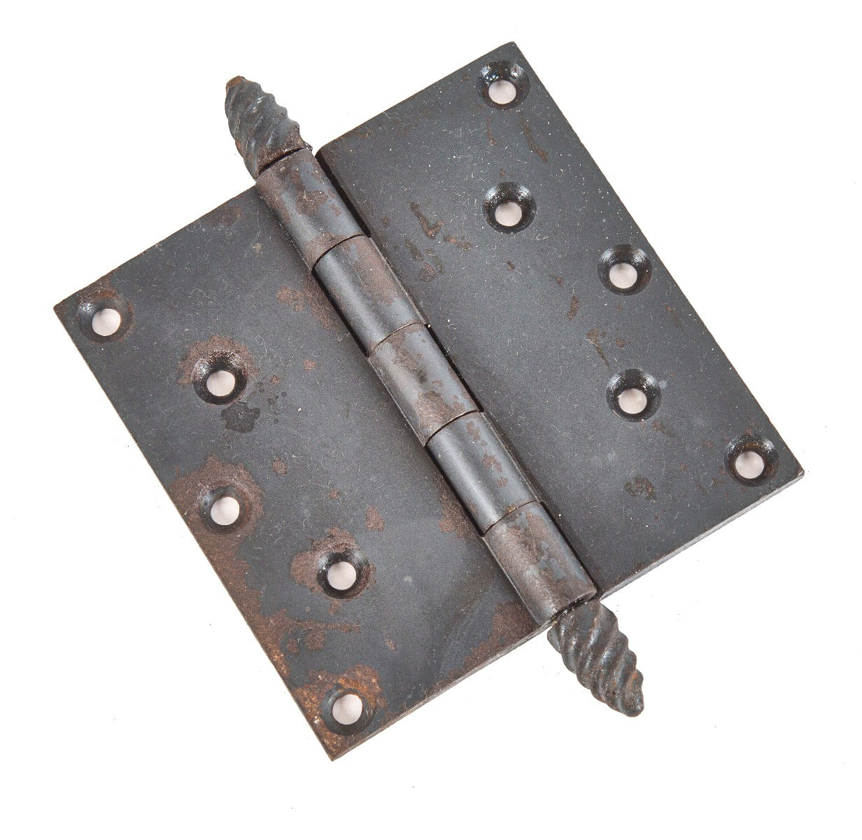single original 19th century custom-designed ornamental cast iron burnham and root salvaged rookery building door hinge