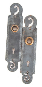 two matching 19th century salvaged chicago rookery building cast iron door plates with bower-barff finish
