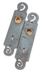 two matching 19th century salvaged chicago rookery building cast iron door plates with bower-barff finish