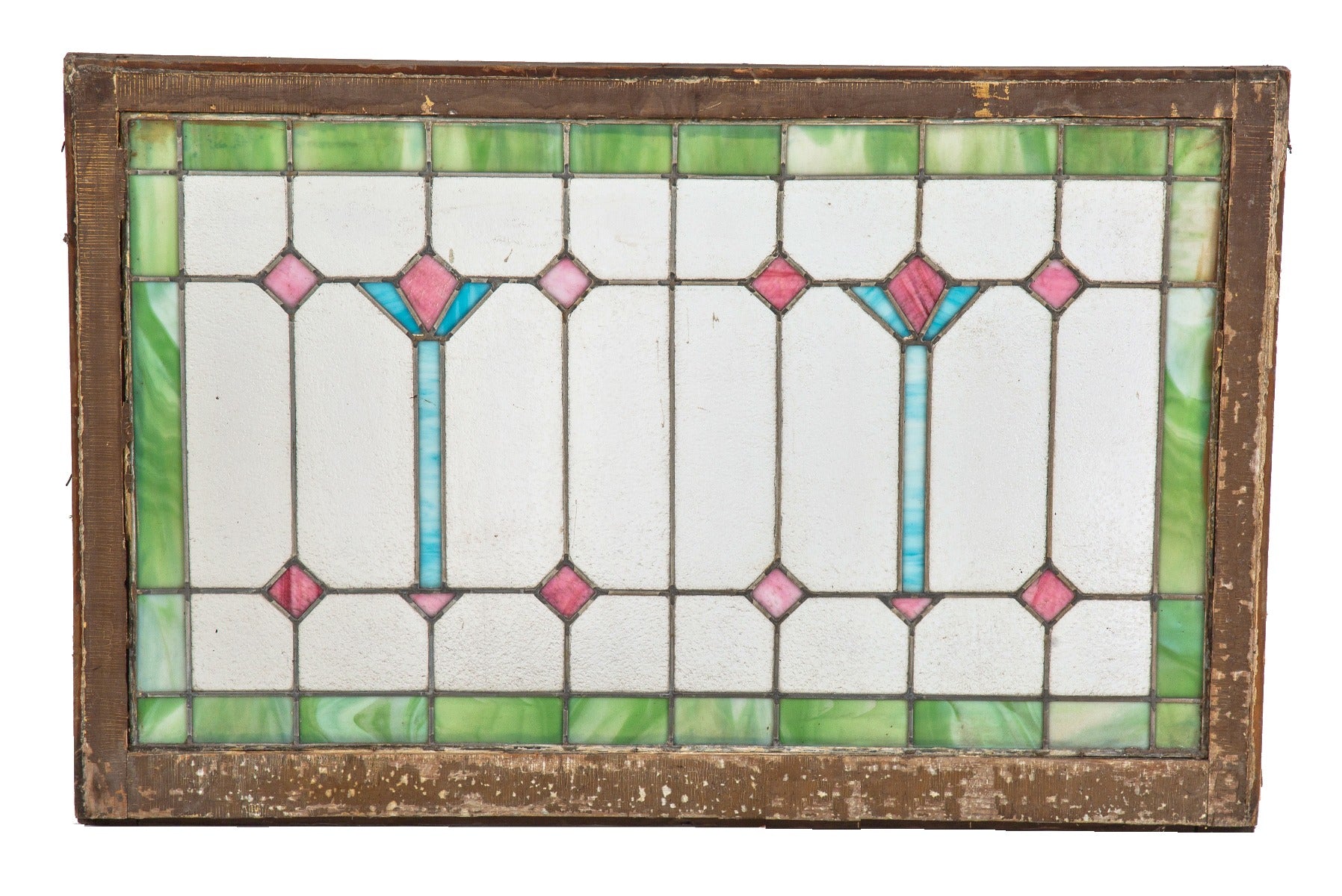 early 20th century antique american salvaged chicago interior residential craftsman style art glass transom window