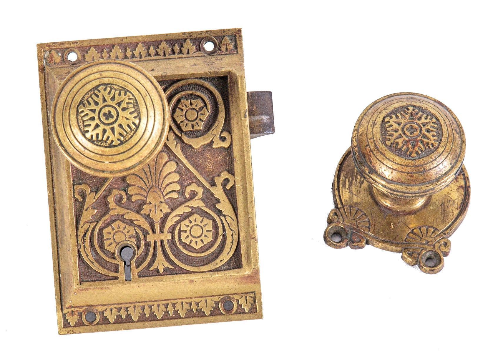 hard to find 19th century antique american "snowflake" pattern pullman railroad passenger car door hardware