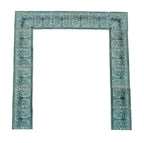 striking all original 19th century antique american uniquely-shaped richly colored blue majolica tile fireplace surround
