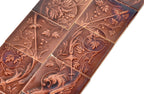 19th century salvaged chicago reddish-brown american victorian residential fireplace tile sets with winged dragons
