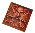 19th century rare antique american "satyr" figural victorian fireplace tile likely fabricated by the trent tile company