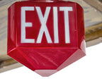 rare three-sided interior detroit commercial building 1930s three-sided ruby red exit light