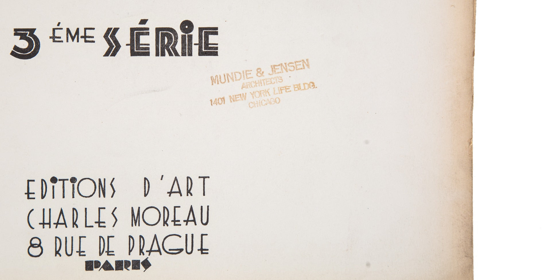 group of three la ferronneric moderne french art deco plate folders owned by architectural firm of mundie and jensen