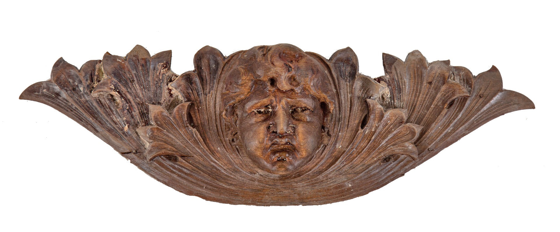 rare original 19th century richardsonian romanesque style carved cherry figure surrounded by leafage