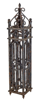antique american black enameled decorative wrought iron exterior new york city mansion stair landing newel post