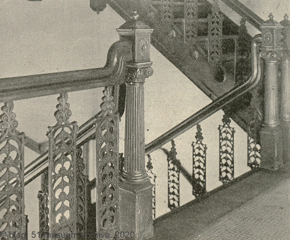 original copper-plated cast iron staircase balustrade salvaged from s.s. beman's 14-story pabst commerical building