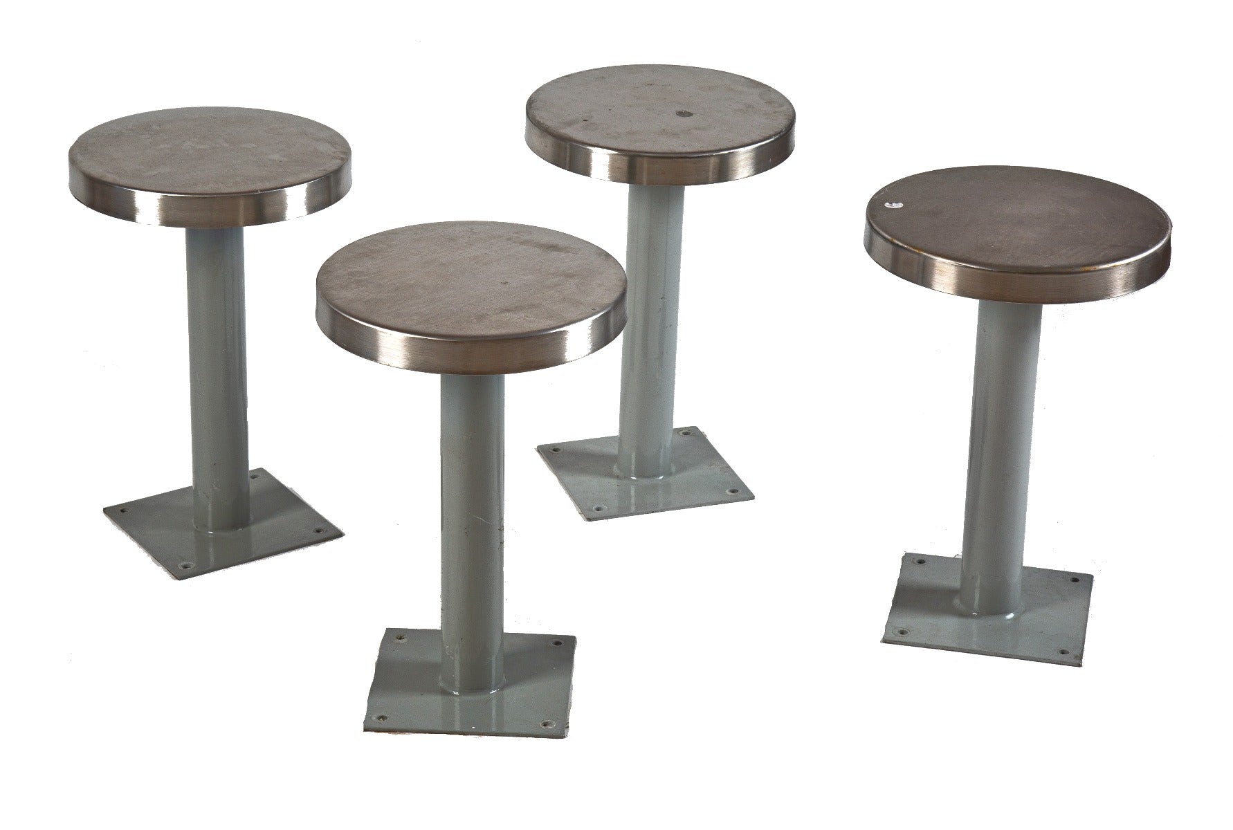 original vintage industrial cook county jail freestanding welded joint steel prison cell stools