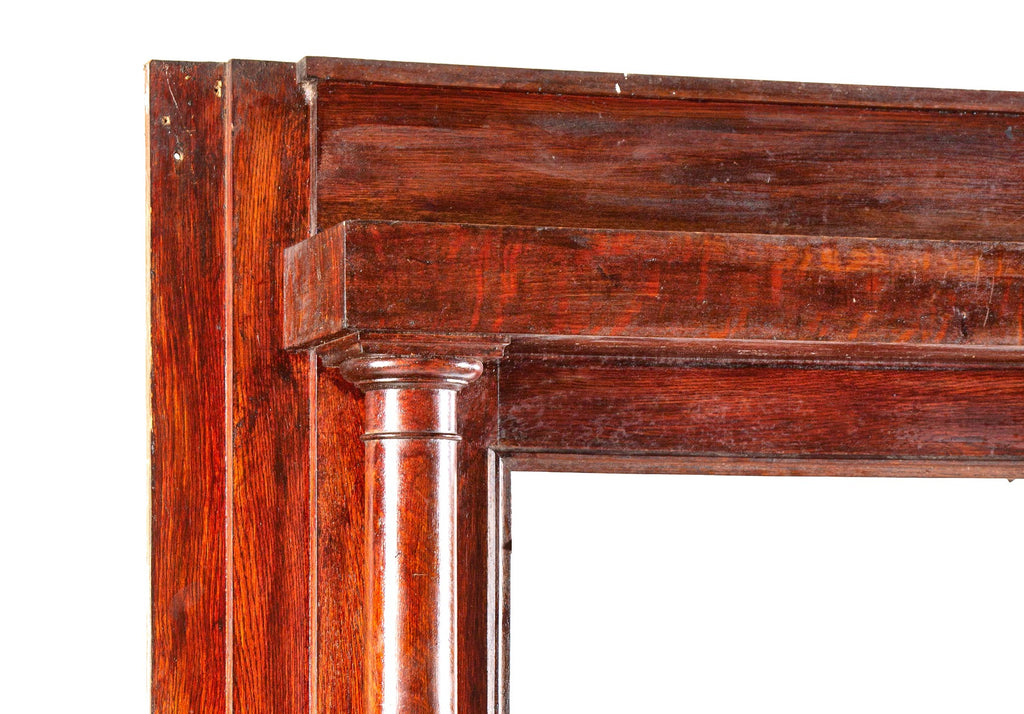 solidly built 19th century interior residential salvaged chicago quarter-sawn oak wood pier mirror with original finish